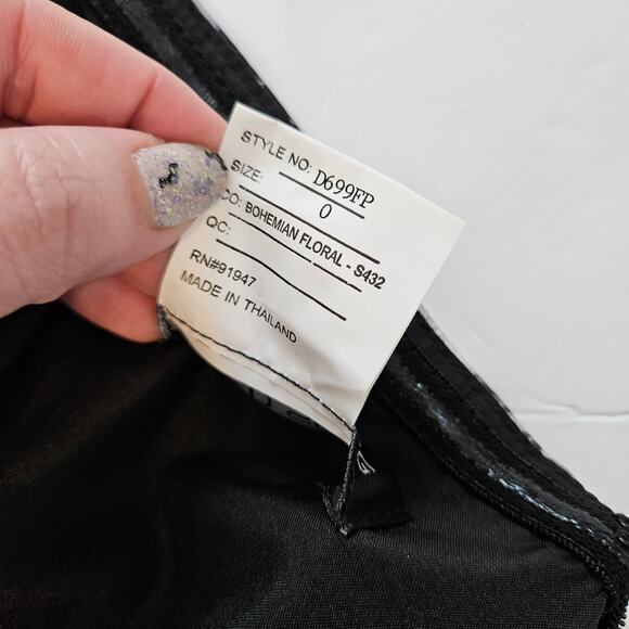 Alfred Sung High Low Bohemian Floral Print Strapless Gown Bridesmaid Size 0 - Picture 9 of 10